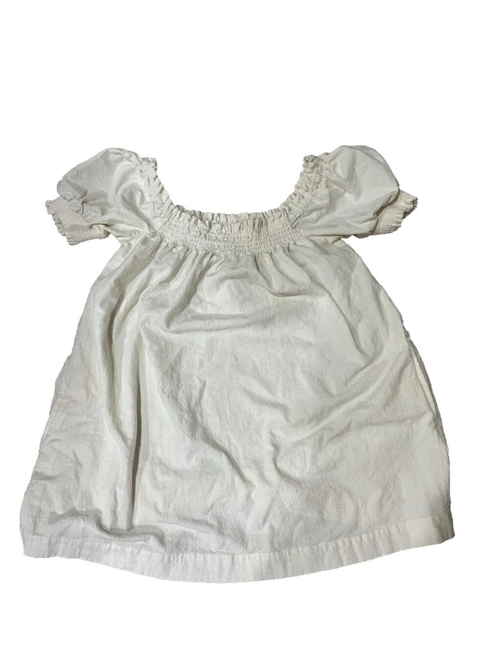 Free People Mini Shift Dress Puff Sleeves Ivory Pockets My Mum MadeIt Medium